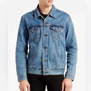Levis Mens Classic Denim Stonewash Trucker Jean Button Down Jacket Sz:Small